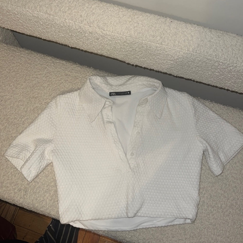 White Cropped Polo